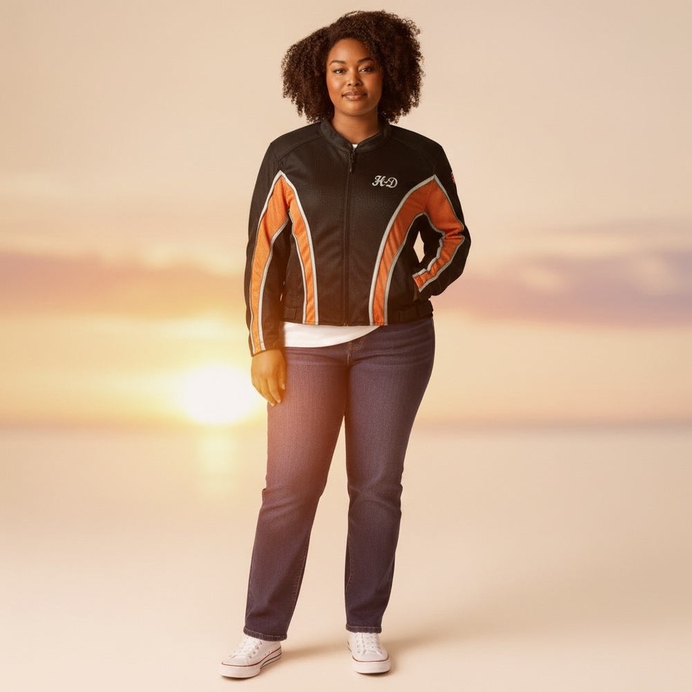 Harley-Davidson Black and Orange Bomber Jacket
